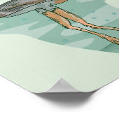 Lange eend met lange poten poster (Hoek)