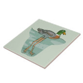 Lange eend met lange poten tegeltje (Zijkant)