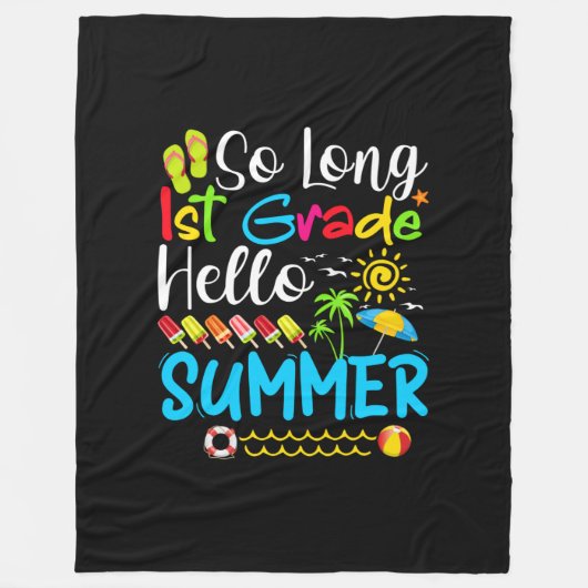 Lange eerste graad Hallo zomerdag op school. Fleece Deken (Voorkant)