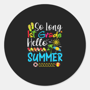 Lange eerste graad Hallo zomerdag op school. Ronde Sticker