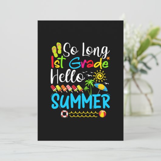 Lange eerste graad Hallo zomerdag op school. Save The Date (Staand voorkant)