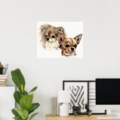 Lange en gladde mantel Chihuahuas Poster (Thuiskantoor)
