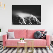 Lange en witte wolken over de bergen canvas afdruk (Insitu (Woonkamer))
