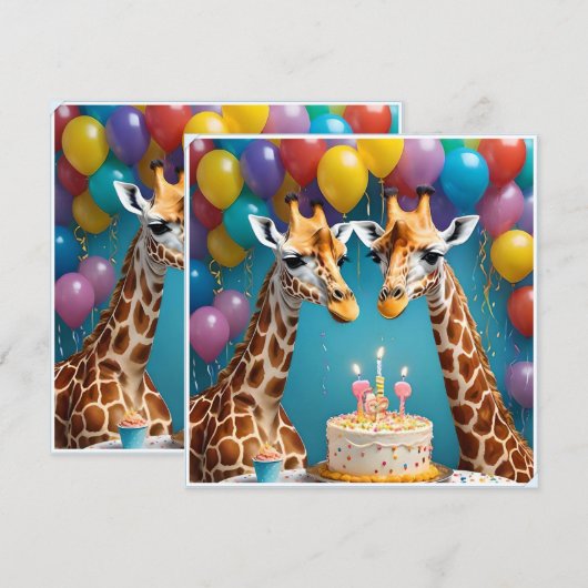 **"Lange feesten: een Giraffe verjaardagsbash"** Kaart (Voorkant / Achterkant)