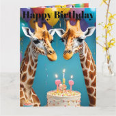 **"Lange feesten: een Giraffe verjaardagsbash"** Kaart (Gele Bloem)