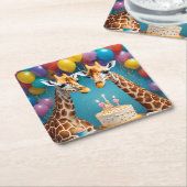**"Lange feesten: een Giraffe verjaardagsbash"** Kartonnen Onderzetters (Schuin)
