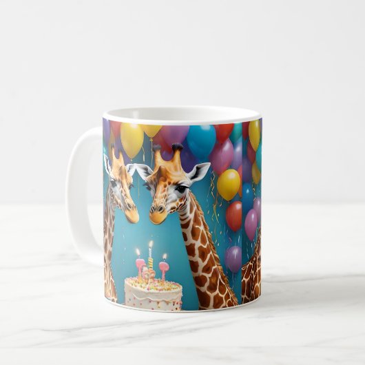 **"Lange feesten: een Giraffe verjaardagsbash"** Koffiemok (Voorkant links)