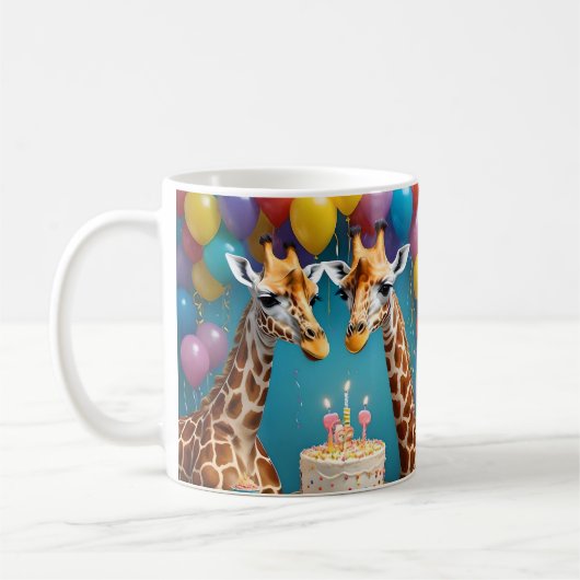 **"Lange feesten: een Giraffe verjaardagsbash"** Koffiemok (Links)