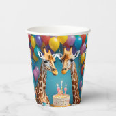 **"Lange feesten: een Giraffe verjaardagsbash"** Papieren Bekers (Achterkant)