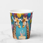 **"Lange feesten: een Giraffe verjaardagsbash"** Papieren Bekers (Voorkant)