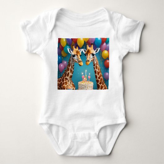 **"Lange feesten: een Giraffe verjaardagsbash"** Romper (Voorkant)