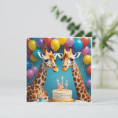 **"Lange feesten: een Giraffe verjaardagsbash"** Save The Date (Staand voorkant)