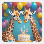**"Lange feesten: een Giraffe verjaardagsbash"** Vierkante Sticker (Voorkant)