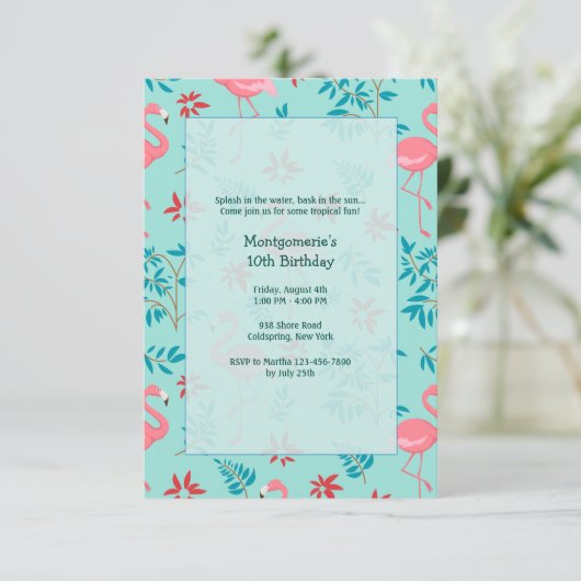 Lange Flamingo's Uitnodigingen (Staand voorkant)