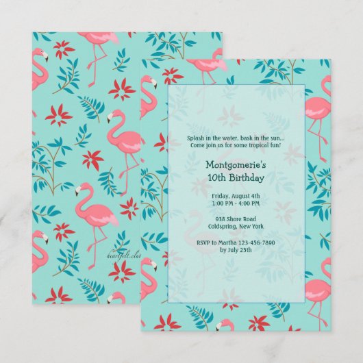Lange Flamingo's Uitnodigingen (Voorkant / Achterkant)