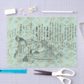 Lange Franse  Blauwgroen vogel Tissuepapier (Craft)