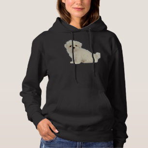 Lange gecoate witte pup maltese hond poedel shih t hoodie