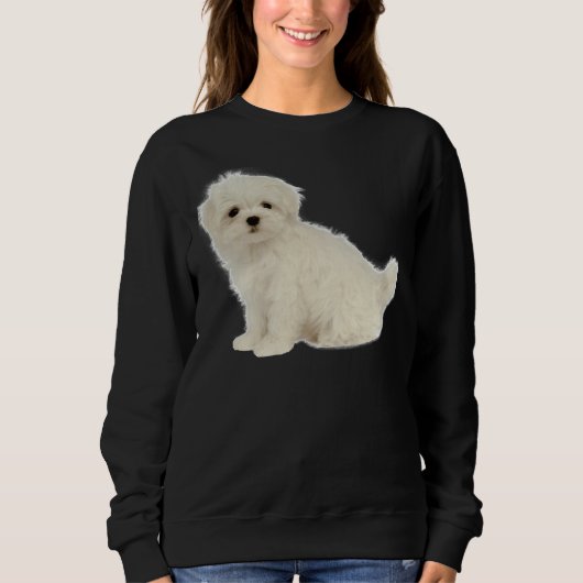 Lange gecoate witte pup maltese hond poedel shih t trui (Voorkant)