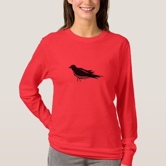 Lange gestroomlijnde zwarte T-shirt (Voorkant)