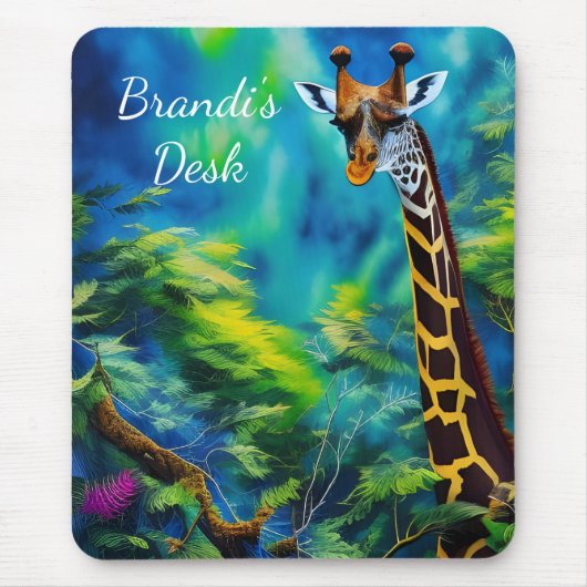 Lange Giraffe in de Bomen Muismat (Voorkant)