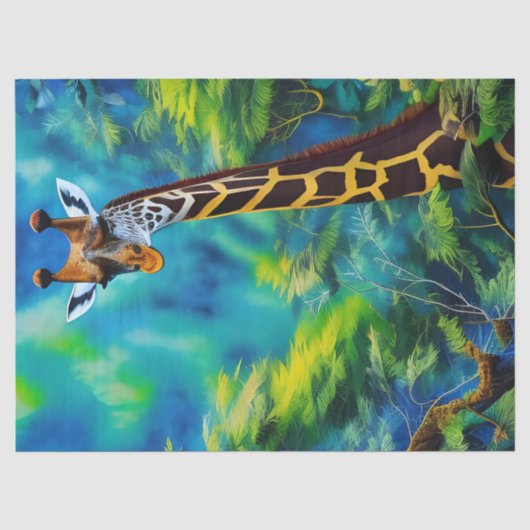 Lange Giraffe in de bomen Tissuepapier (Voorkant)