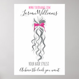 Lange golvende haren met een boeg-hairstyling poster