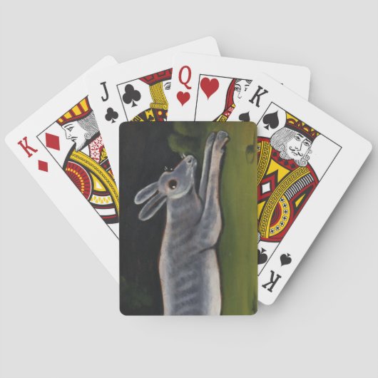 Lange grijze konijn die over velden springt pokerkaarten (Achterkant)