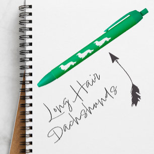 Lange Haar Dachshund Ink Pen Groen