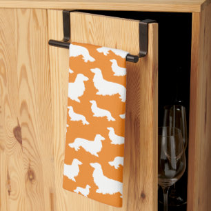 Lange Haar Dachshund Oranje Keukenhanddoek