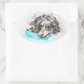 Lange Haar Dachshund Ovale Stickers (Tas)