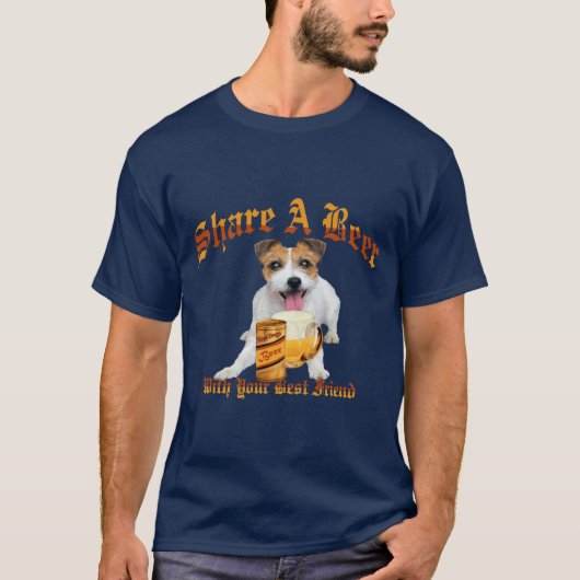 lange haar Jack Russell Shares A Beer T-shirt (Voorkant)