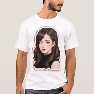Lange haarstijl t-shirt