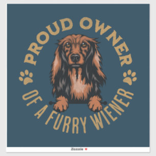 Lange haarzakje hond op maat gesneden vinyl Sticke Sticker