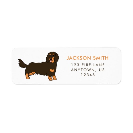 Lange-haire Dachshund Return Address Label (Voorkant)