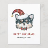 Lange Haired Chihuahua Happy Howlidays Kaart (Voorkant)