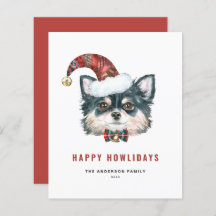 Lange Haired Chihuahua Happy Howlidays Kaart