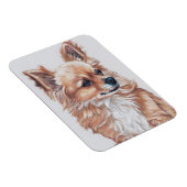 Lange Haired Chihuahua Hond Art Magnet Magneet (Rechterzijde)