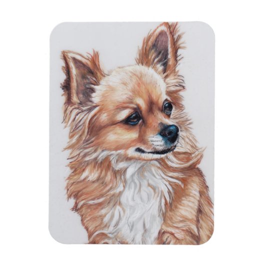 Lange Haired Chihuahua Hond Art Magnet Magneet (Verticaal)