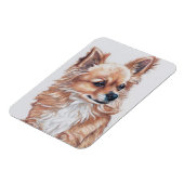 Lange Haired Chihuahua Hond Art Magnet Magneet (Linkerzijde)