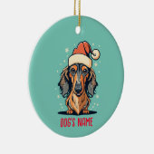 Lange Haired Dachshund Dog gepersonaliseerd Orname Keramisch Ornament (Rechts)