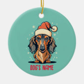 Lange Haired Dachshund Dog gepersonaliseerd Orname Keramisch Ornament (Voorkant)