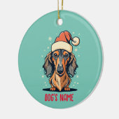 Lange Haired Dachshund Dog gepersonaliseerd Orname Keramisch Ornament (Links)