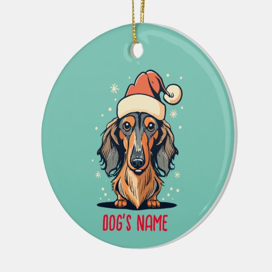 Lange Haired Dachshund Dog gepersonaliseerd Orname Keramisch Ornament (Links)