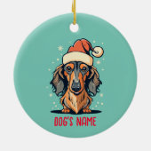 Lange Haired Dachshund Dog gepersonaliseerd Orname Keramisch Ornament (Achterkant)