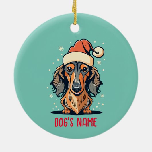 Lange Haired Dachshund Dog gepersonaliseerd Orname Keramisch Ornament (Achterkant)