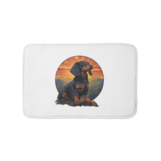 Lange Haired Dachshund huisdier lover retro Badmat (Voorkant)