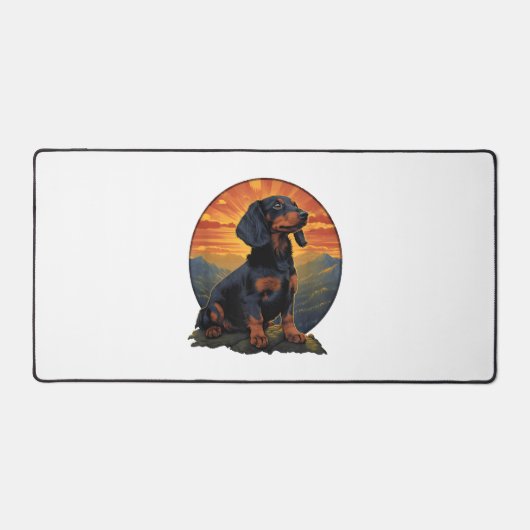 Lange Haired Dachshund huisdier lover retro Bureaumat (Voorkant)