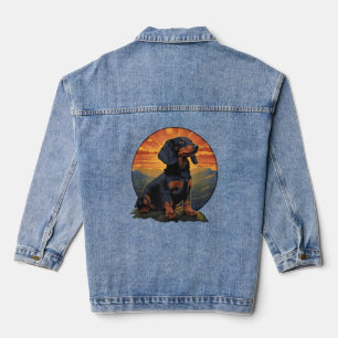 Lange Haired Dachshund huisdier lover retro  Denim Jacket