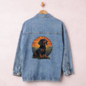 Lange Haired Dachshund huisdier lover retro Denim Jacket (Hangar)