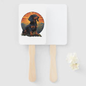 Lange Haired Dachshund huisdier lover retro  Handwaaier (Voorkant en achterkant)